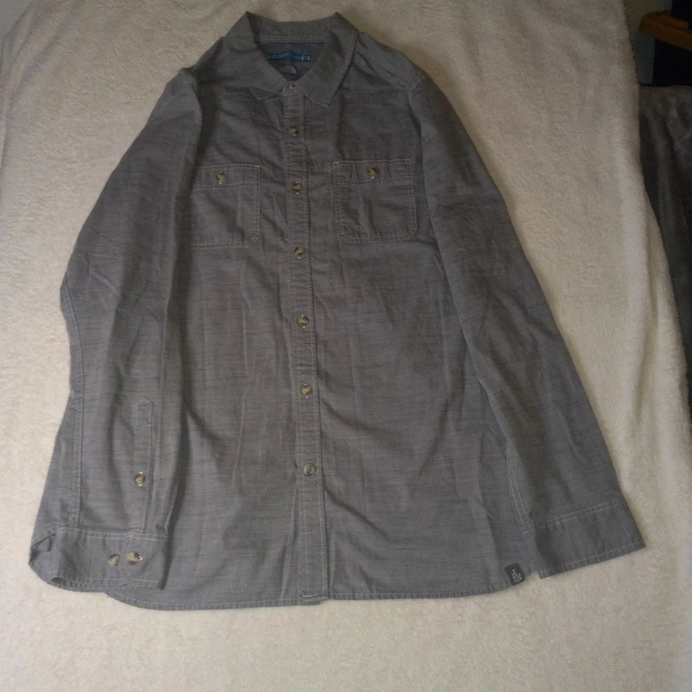 The North Face Shirt Men Large Slate Long Sleeve Button Up Outdoor Hiking Travel